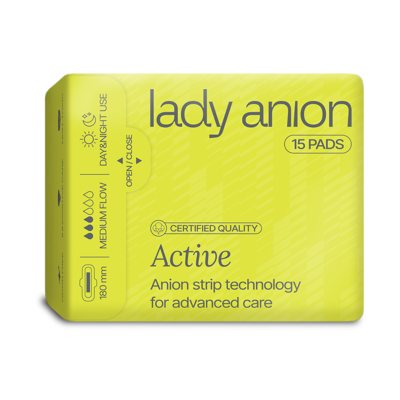 LADY ANION ACTIVE, ploni paketai, 15 vnt., 180 mm