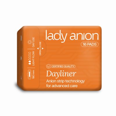 LADY ANION, dieniniai įklotai su anijonų juostele, 16 vnt., 180 mm