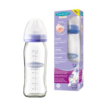Lansinoh stiklinis maitinimo buteliukas su žinduku, 240 ml
