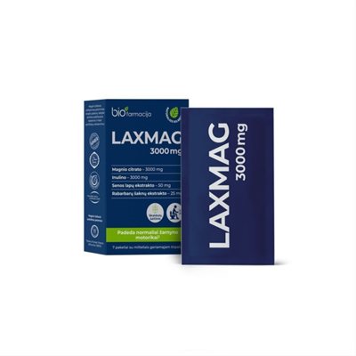 LAXMAG, 3000 mg., milteliai, 7 paketėliai