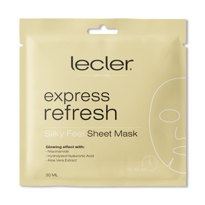 LECLER, EXPRESS REFRESH, greito poveikio šilkinė lakštinė veido kaukė, 1 vnt