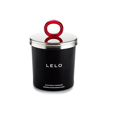 LELO FLICKERING TOUCH, feromoninė masažo žvakė (juodieji pipirai/granatai), 150 g