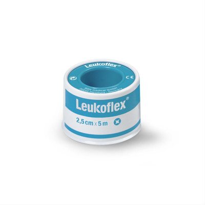LEUKOFLEX, tamprus neperšlampantis permatomas medicininis pleistras plastikinėje ritėje, x 5 m, 2.5 cm