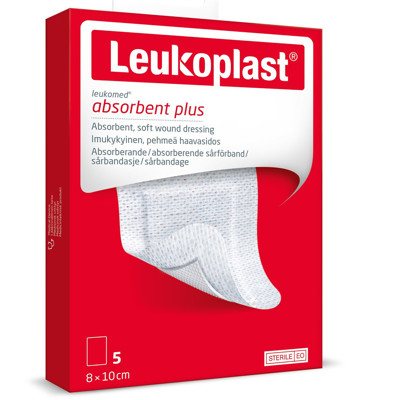 LEUKOPLAST LEUKOMED ABSORBENT PLUS, sterilus absorbuojantis pleistras, 5 vnt., 8 x 10 cm