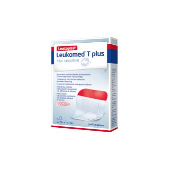 LEUKOPLAST LEUKOMED® T PLUS SKIN SENSITIVE Skaidrus, sterilus, lipnus absorbuojantis tvarstis, 5 vnt., 5 x 7.2 cm