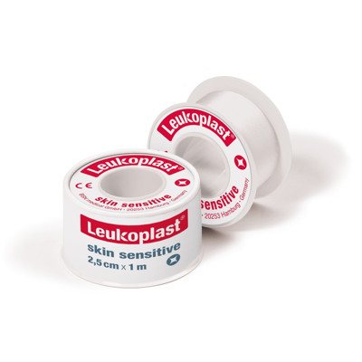 LEUKOPLAST SKIN SENSITIVE, silikonu dengtas medicininis pleistras plastikinėje ritėje, x 1 m, 2.5 cm