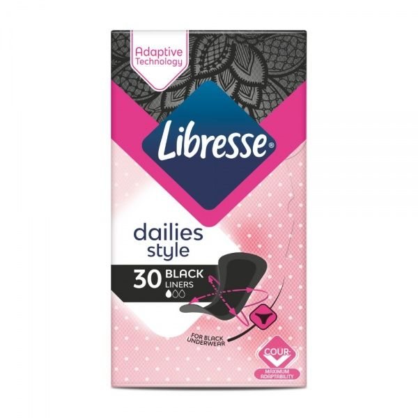 LIBRESSE higieniniai įklotai NORMAL BLACK, 30 vnt