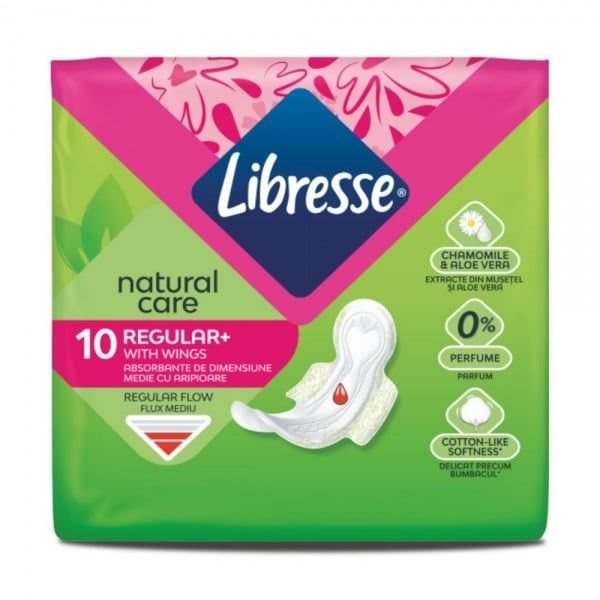 LIBRESSE higieniniai paketai NATURALS NORMAL, 10 vnt