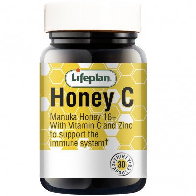 LIFEPLAN HONEYC FOR IMMUNITY, medaus kapsulės su cinku ir vitaminu C, 60 kapsulių