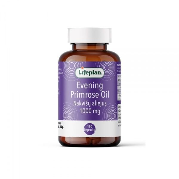 LIFEPLAN maisto papildas EVENING PRIMROSE OIL, 180 kaps., 1000 ml