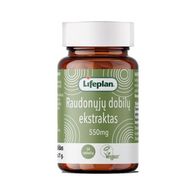 LIFEPLAN RAUDONŲJŲ DOBILŲ EKSTRAKTAS, 550 mg, 30 tablečių