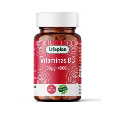 LIFEPLAN VITAMINAS D3, 4000 TV, 90 tablečių