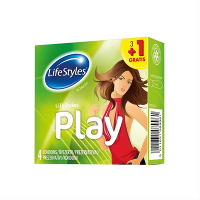 LIFESTYLES PLAY 3+1, prezervatyvai, 4 vnt