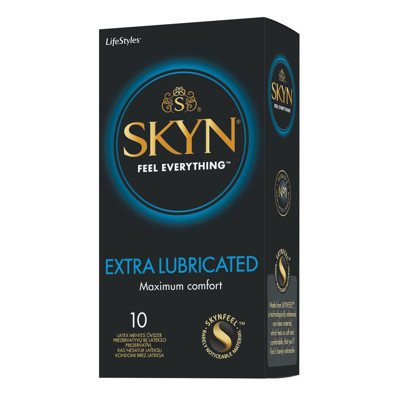 LIFESTYLES SKYN EXTRA LUBE, prezervatyvai, 10 vnt