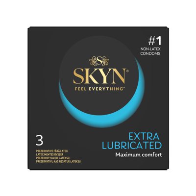 LIFESTYLES SKYN EXTRA LUBE, prezervatyvai, 3 vnt