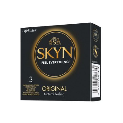 LIFESTYLES SKYN ORIGINAL, prezervatyvai, juodas, 3 vnt