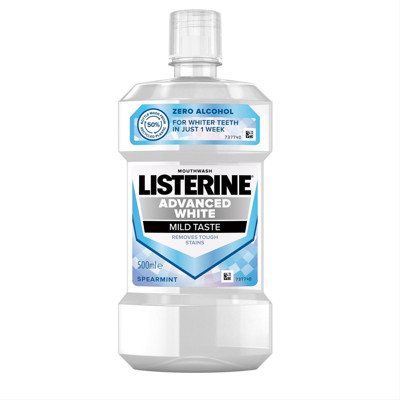 LISTERINE ADVANCED WHITE, burnos skalavimo skystis, balinantis, 500 ml