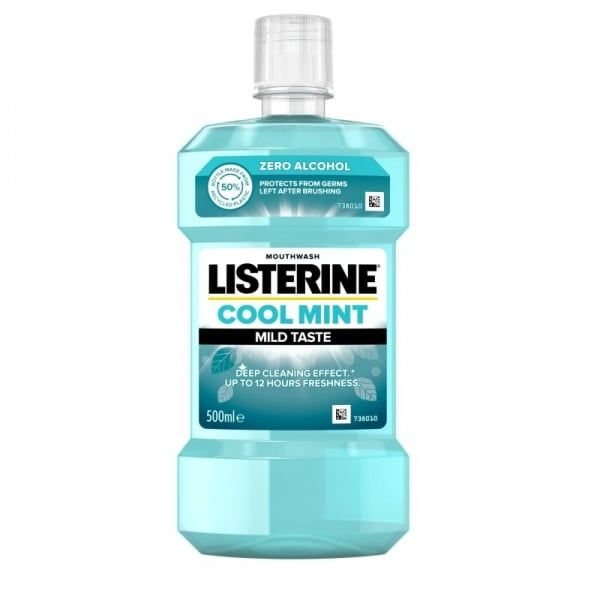 LISTERINE burnos skalavimo skystis, be alkoholio, COOL MINT MILD TASTE, 500 ml