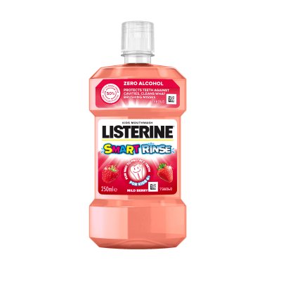 LISTERINE uogų skonio burnos skalavimo skystis vaikams SMART RINSE, 250 ml