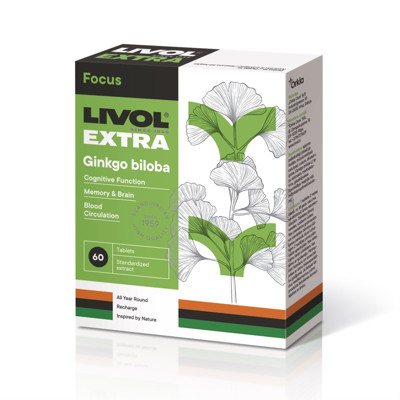 LIVOL EXTRA GINGKO BILOBA, 60 tablečių