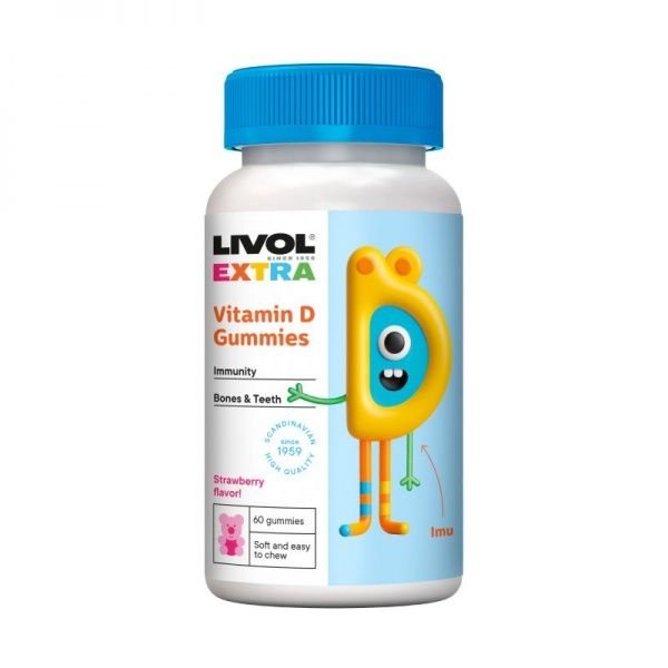 LIVOL EXTRA maisto papildas VITAMINAS D3 400 TV, 60 guminukų