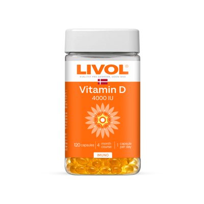 LIVOL EXTRA VITAMINAS D 4000 TV, 120 kapsulių