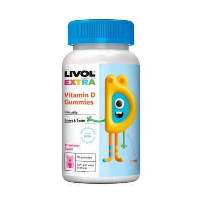LIVOL EXTRA vitaminas D3, 60 guminukų