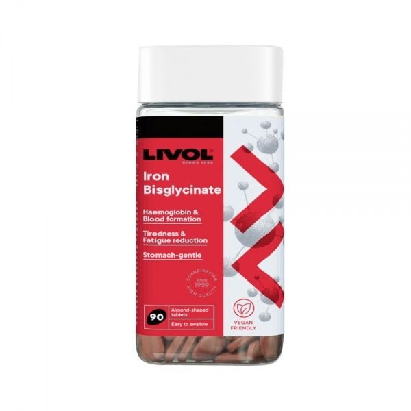 LIVOL maisto papildas IRON BISGLYCINATE, 90 tab.