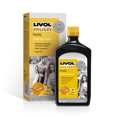 LIVOL MULTI skysti vitaminai visai šeimai, vaisių skonio, 500 ml