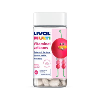 LIVOL MULTI Vaikams kramtomosios tabletės, vyšnių skonio, N60
