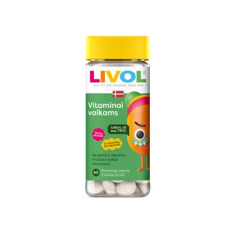 LIVOL MULTI vitaminai vaikams, vaisių skonio, 60 kramtomųjų tablečių