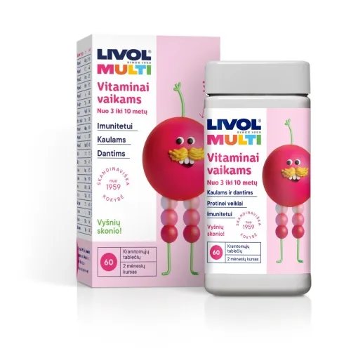 LIVOL MULTI vitaminai vaikams vyšnių sk., 60 tabl.