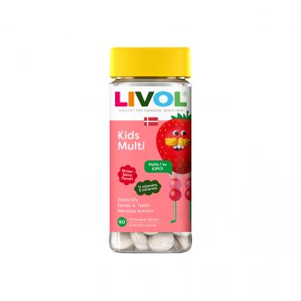 LIVOL vitaminai vaikams braškių sk., 60 kramtomųjų tablečių