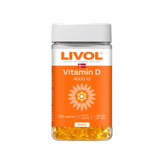 LIVOL Vitamino D 4000 TV kapsulės, 120 kapsulių