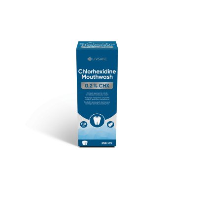 LIVSANE burnos skaliklis su 0,2% chlorhexidinu, 250 ml