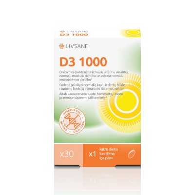 LIVSANE D3 1000 minkštosios kapsulės N30