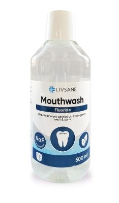 LIVSANE Fresh Mint burnos skaliklis su fluoridu, 500 ml