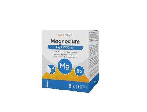 LIVSANE geriamosios ampulės MAGNESIUM 300 LIQUID + VITAMIN B6, N8