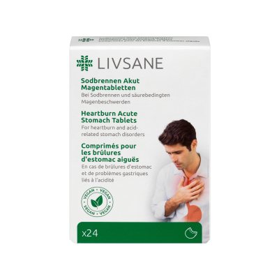LIVSANE „Heartburn acute“ skrandžio tabletės nuo rėmens N24