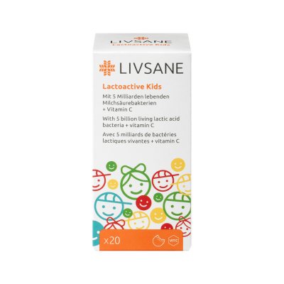LIVSANE Lactoactive Kids braškių skonio kramtomosios tabletės N20