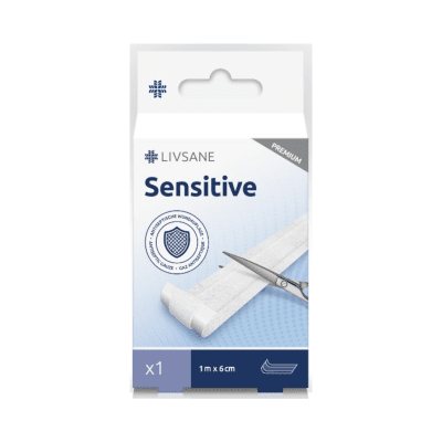 LIVSANE Sensitive pleistro juostelė x 6 cm, 1 m