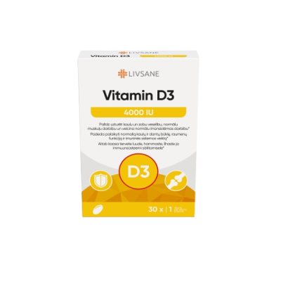 LIVSANE vitamino D3 4000 kapsulės, N30