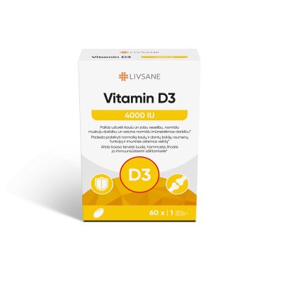 LIVSANE vitamino D3 4000 kapsulės, N60