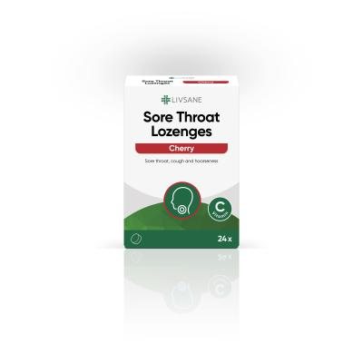 LIVSANE vyšnių skonio pastilės Sore Throat Lozenges, N24