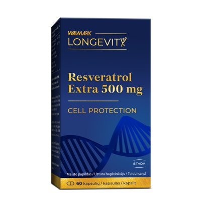 LONGEVIT Resveratrol Extra, 500 mg, 60 kapsulių