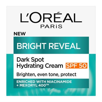 L'Oreal Paris Bright Reveal, tamsias dėmes šviesinantis drėkinantis kremas su SPF 50, 50 ml