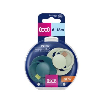 LOVI silikoniniai dinaminiai čiulptukai Prime, Pistachio/Green, 6-, 2 vnt., 34/414, 2 vnt., 18 m