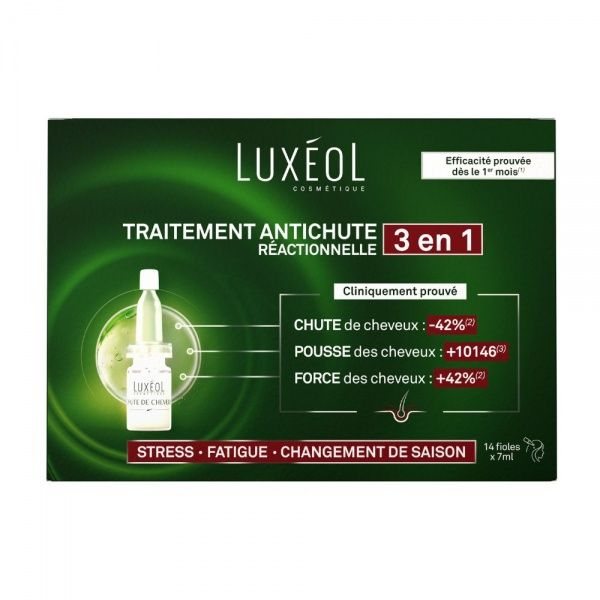 LUXEOL plaukų ampulės esant slinkimui TRAITEMENT ANTICHUTE REACTIONNELLE, x 6 ml, 14 vnt