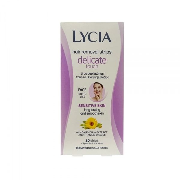 LYCIA depiliacinės vaško juostelės veidui DELICATE TOUCH, 20 vnt