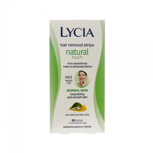 LYCIA depiliacinės vaško juostelės veidui NATURAL TOUCH, 20 vnt